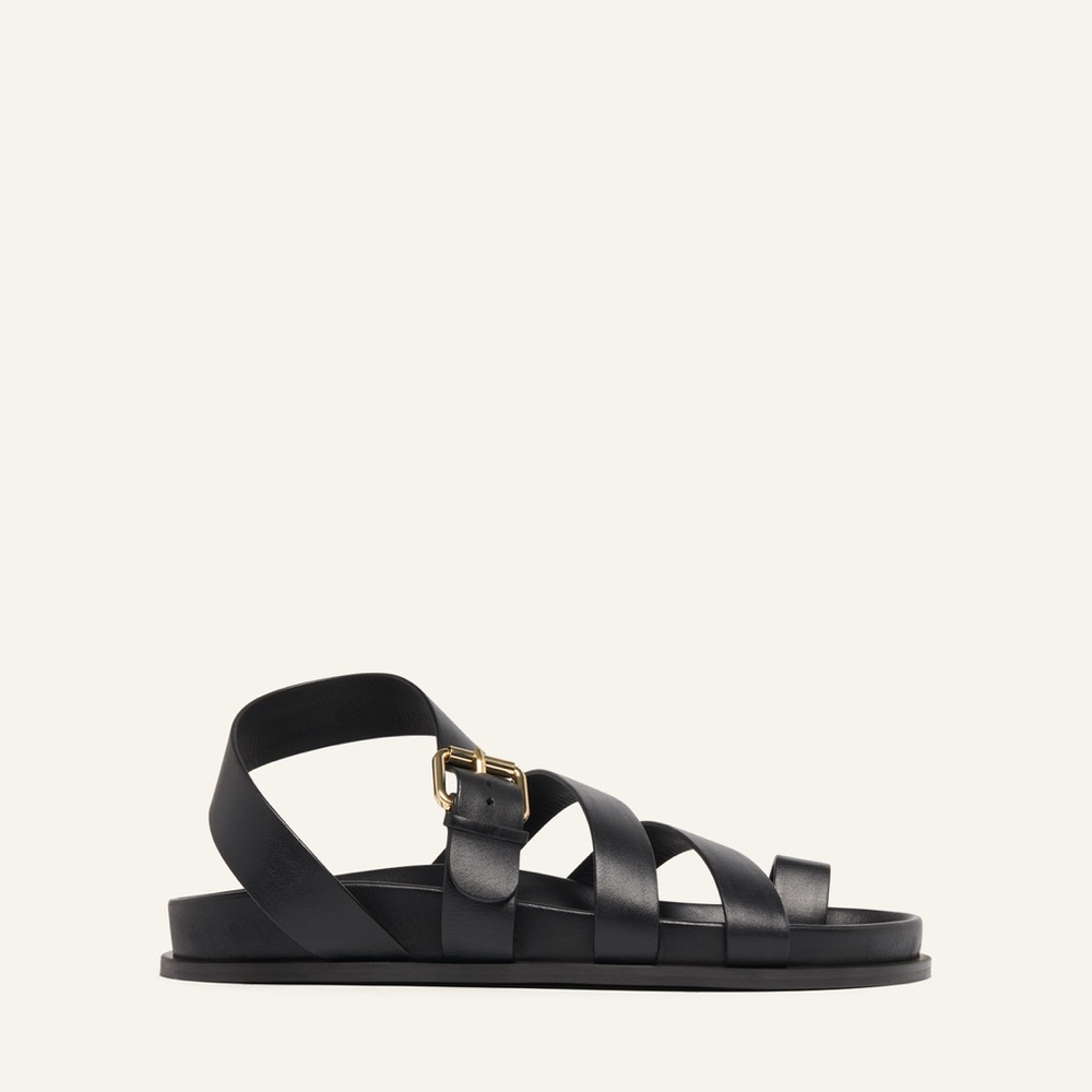 A.EMERY Black Leather Strappy Minimalist Sandals US 6 - Picture 3 of 7